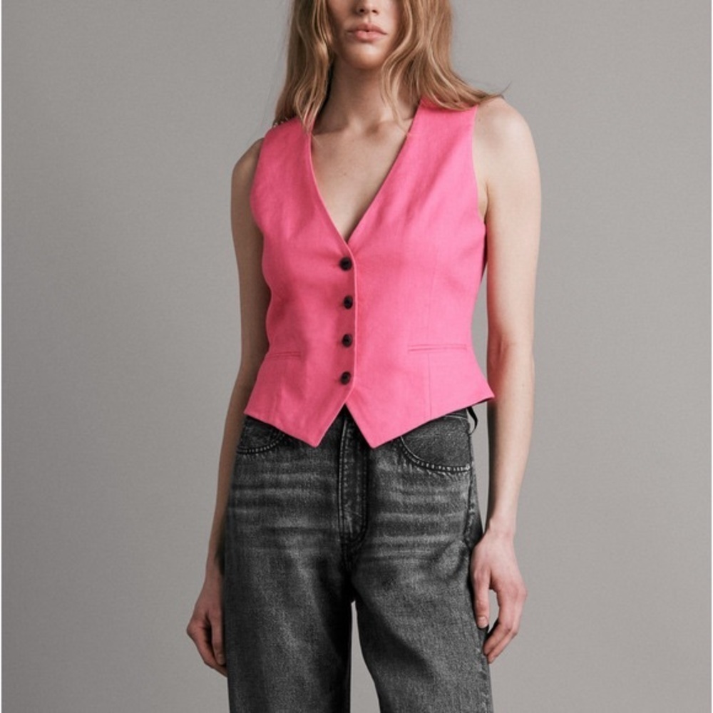 Rag & Bone Priya Linen Vest Hot Pink - 10